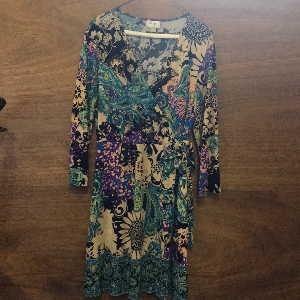 Dress- waist wrap. Multi print.